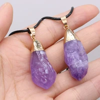 new natural amethysts pendant necklace water drop shape natural agates stone pendant necklace for jewerly gift length 40cm