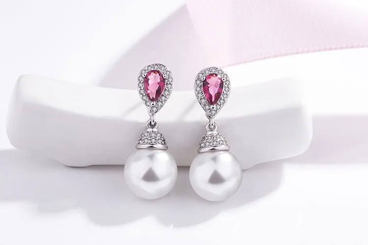 Женские серьги с жемчугом 10 мм модные серебряные из серебра 925 пробы и серебро