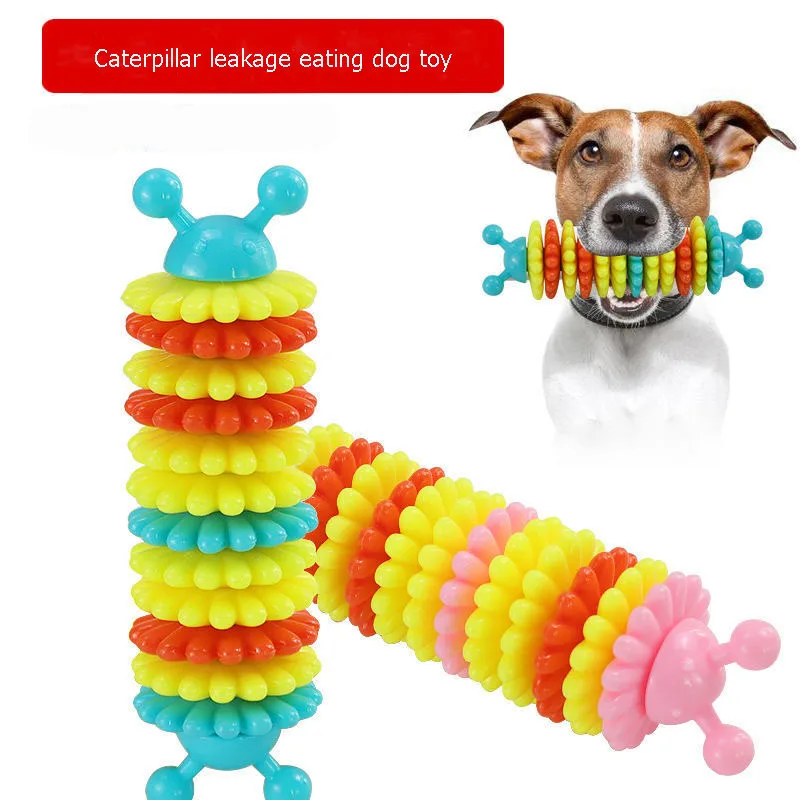 

Cute Dog Chew Toys Rubber Caterpillar Interactive Toys for Dogs Teeth Cleaning Puppy Molar Stick Caterpillar toy Pet Supplies