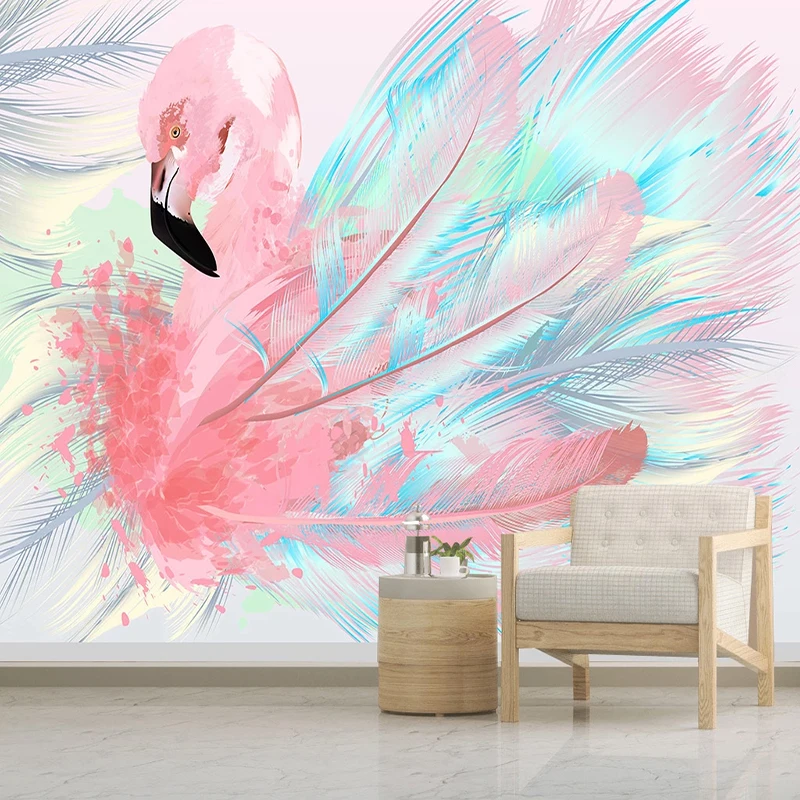 3D Wallpaper Modern Simple Nordic Style Hand-painted Pink Feathers Murals Living Room Kid's Bedroom Romantic Home Decor Frescoes |