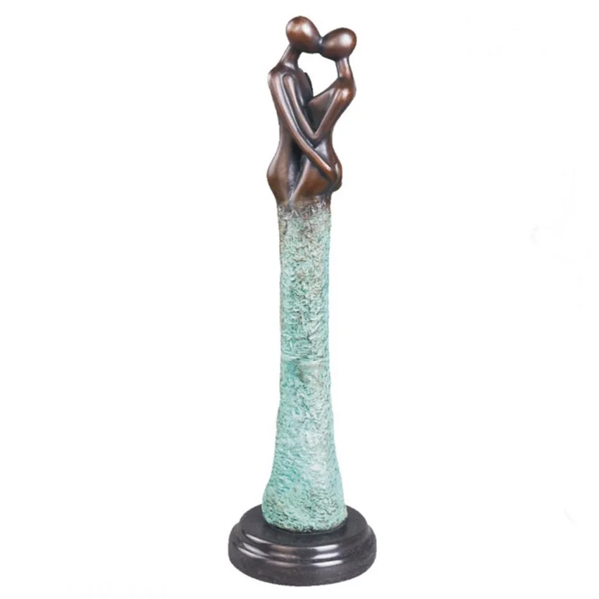 

Abstract Couple Kiss Statue Sculpture Bronze Passionate Lover Figurine Art Anniversary Gift Home Ornament