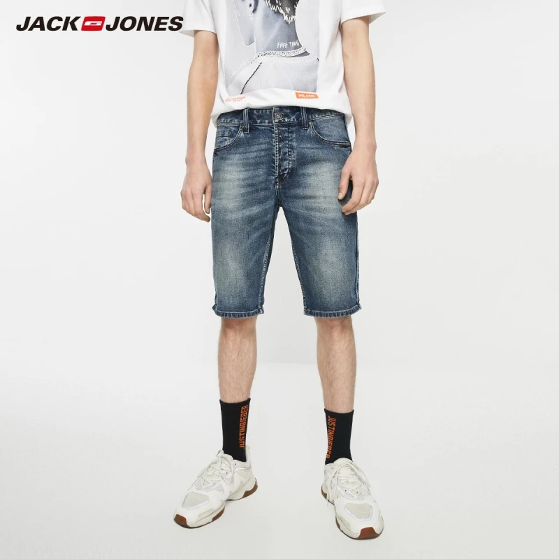 Джинсовые шорты JackJones мужские прямого кроя хлопок стрейч пляжный стиль 219243513 |