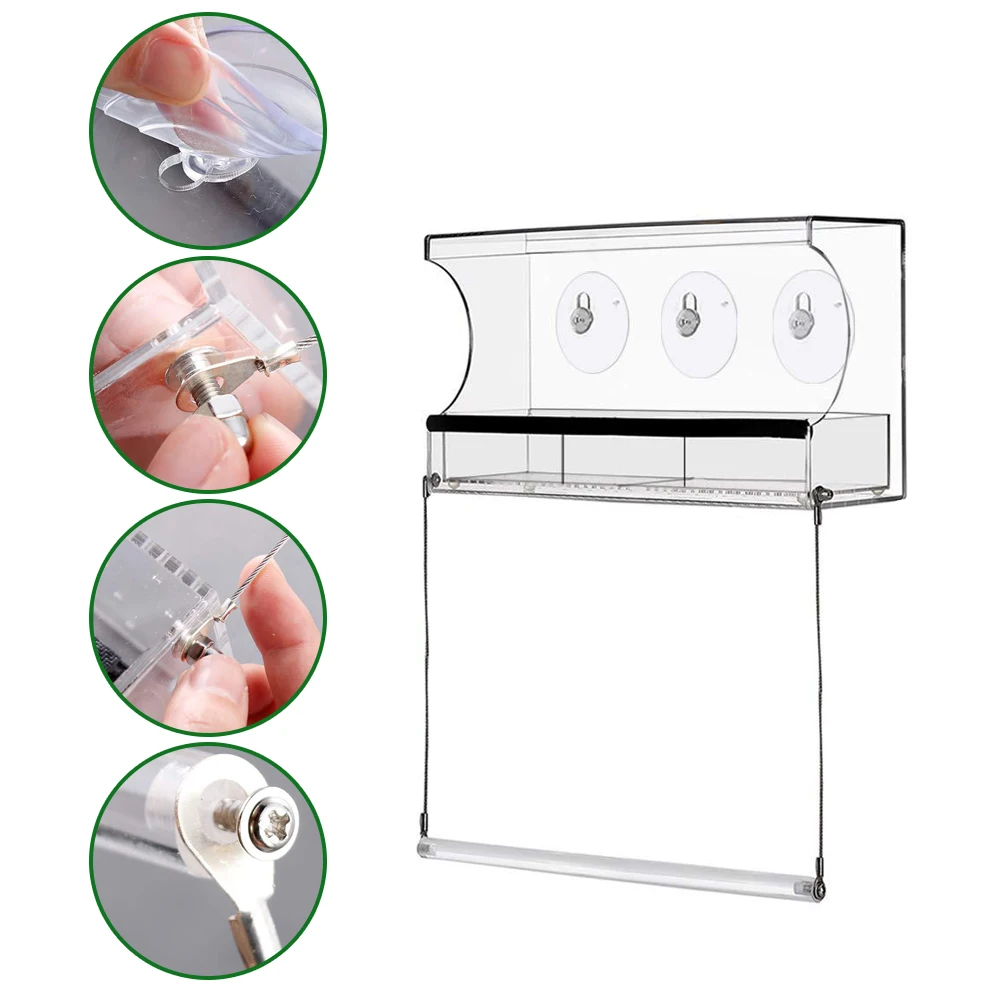 Кормушка для птиц акриловый прозрачный кормушка просмотра окон кормушки присоска дома|Подставки хранения и