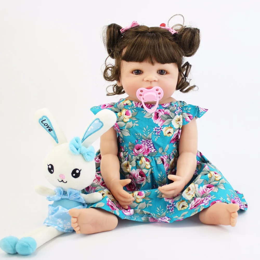 

BZDOLL 55cm Full Body Silicone Bebe Reborn Doll 22inch Lifelike Soft Vinyl Newborn Baby Alive Girl Bathe Toy