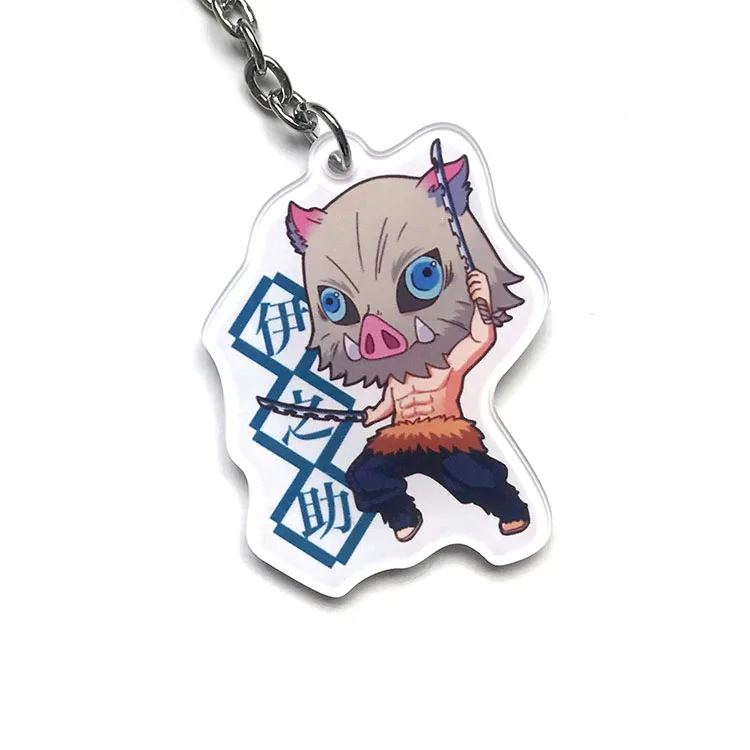 Розовый Demon Slayer: Kimetsu no Yaiba акриловый брелок для ключей аниме Kamado Tanjirou - Цвет: Розовый