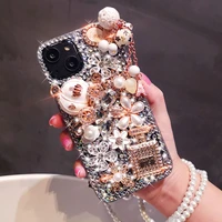 mobile phone case luxury diamond studded for iphone13promax female hanging neck rope creative anti fall protective cover