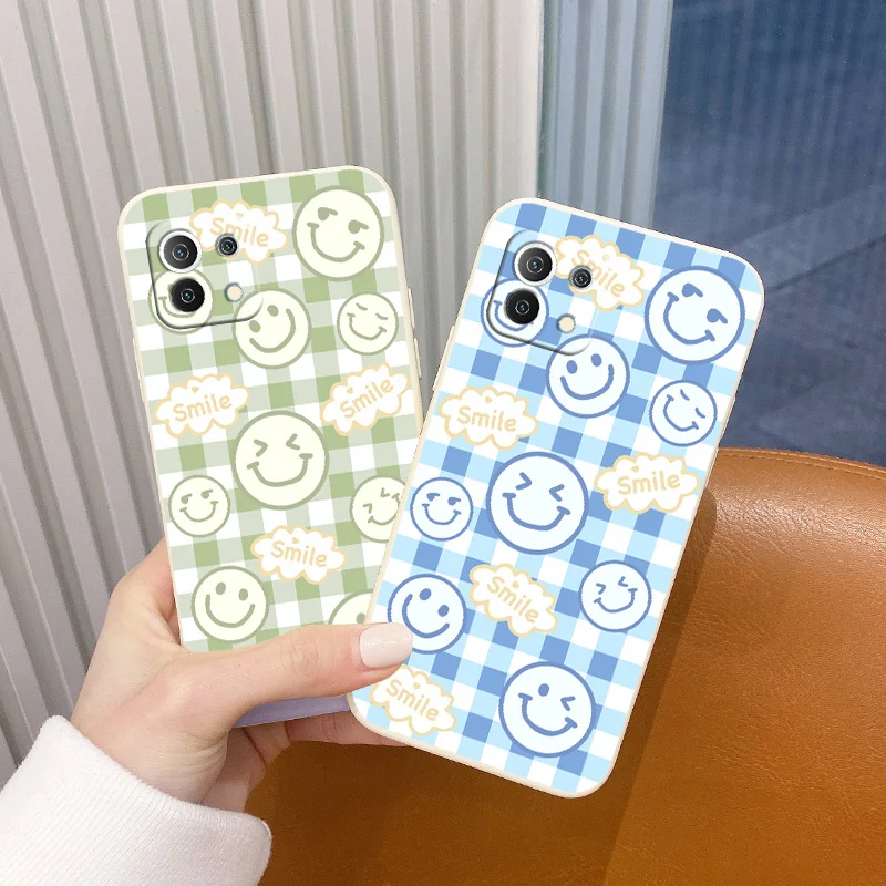 

Green Smiley For Xiaomi Mi11 11i 10T 9T Pro Lite Liquid Slicone Soft Cover 10 9 8 Pro Poco F2 X2 F3 Pro Shockproof Phone Case