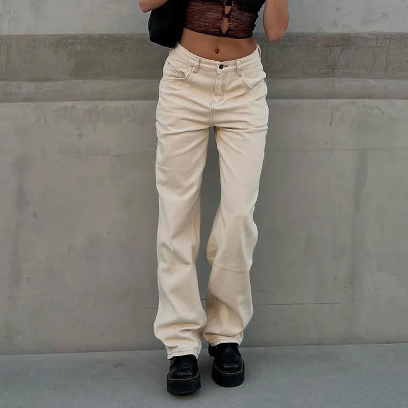 

Y2K Women Loose Jeans Fashion Straight-leg Jeans Trend High-waist Contrast Casual Overalls Streetwear Female Denim Jeans 2022