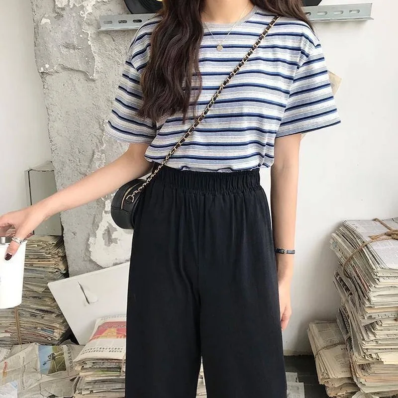 Брюки женские бархатные однотонные с высокой эластичной талией универсальные