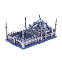 microworld 3d metal puzzle blue mosque building model diy 3d laser cutting jigsaw puzzlelearning toys for children adult gift