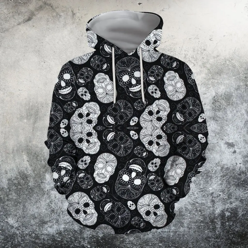 

3D Printed Unisex Hoodie Men Women Sweatshirt Streetwear Zip Pullover Casual Candy Skull Hoodie