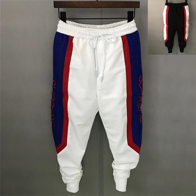 2018 весенние и летние повседневные мужские брюки карандаш с буквенным принтом