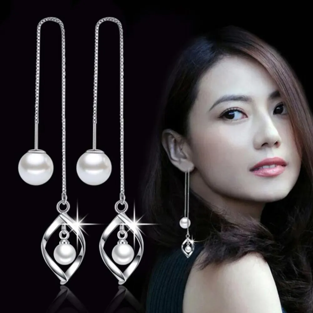 

NEHZY S925 штамп серебряные новые женские ювелирные изделия жемчуг Круглые ретро вырез кисточки серьги длинные секции