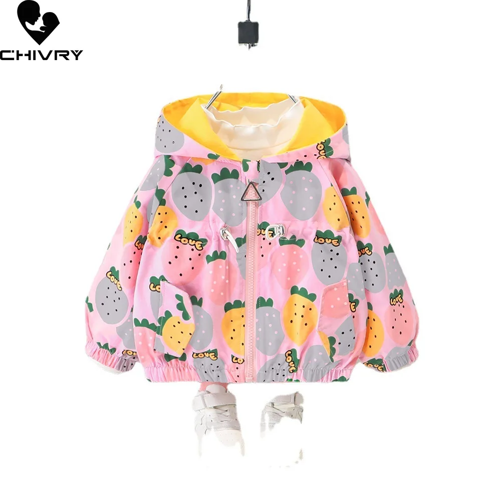 Abrigo con estampado de pi&ntilde;a de dibujos animados para beb&eacute;s, rompevientos, chaquetas con cremallera con capucha, oto&ntilde;o, 2021-4