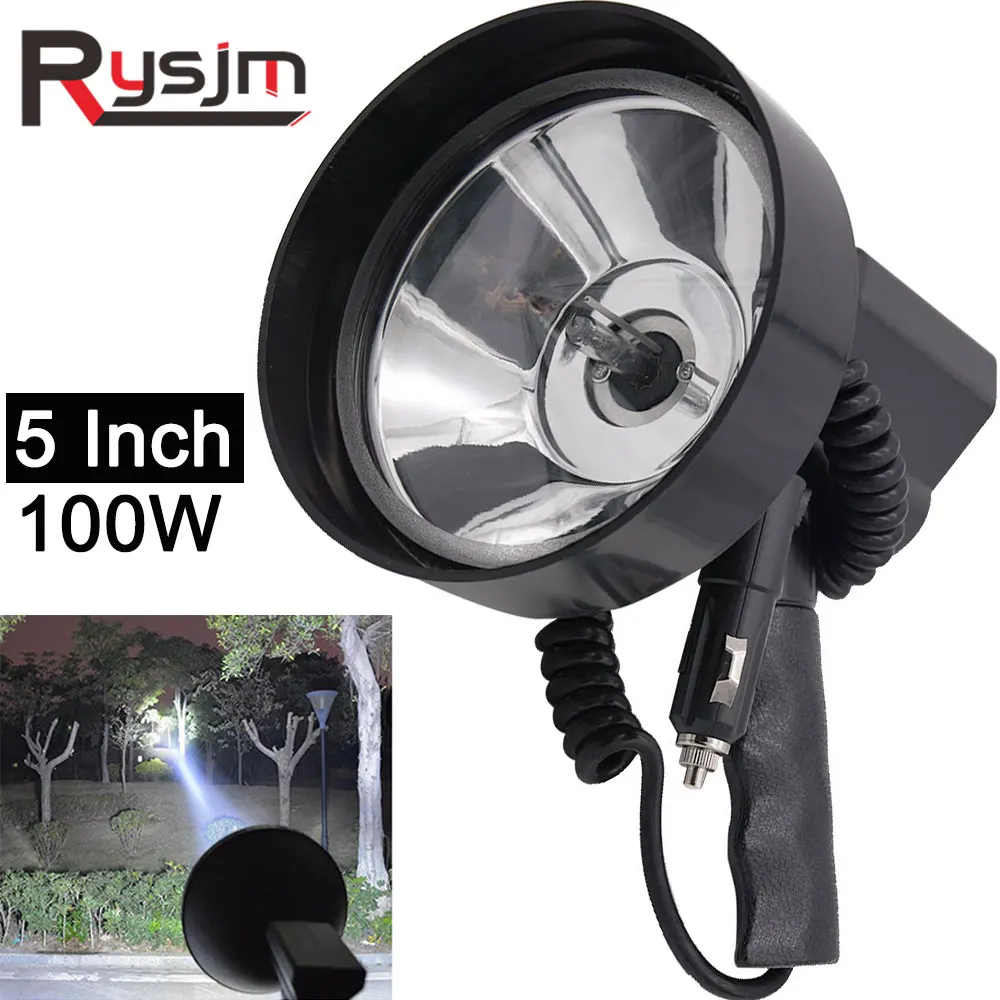 

5 Inch 100W xenon lamp Outdoor Searchlight portable spotlight lantern Handheld hunting Lights fishing patrol HID waterproof 12V