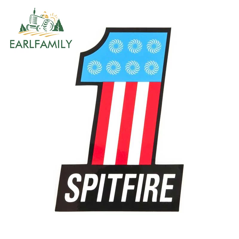 EARLFAMILY 13cm x 9.1cm for Spitfire Flag Car Stickers Sunscreen Fashionable Decals Campervan Motorcycle Decor Car Styling