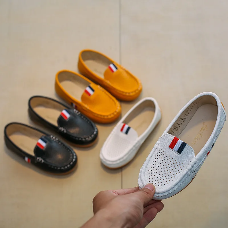 Summer Mesh Leather Shoes for Boys 2020 Slip on Children's Shoe Antiskid Flat Heel Girls Sneakers Student New Baby B01202 | Детская