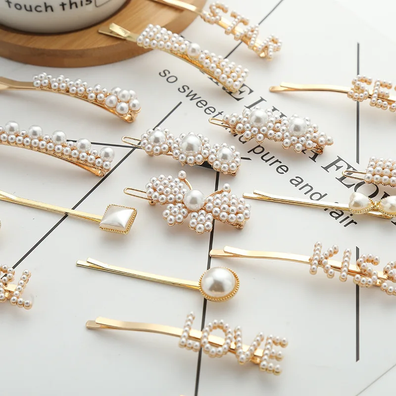

2021 Hair Clips Pearly Full Temperament Crystal Hairpin For Elegant Women With Pear Barrette Hair Clip Hairgrip Hair Accessories