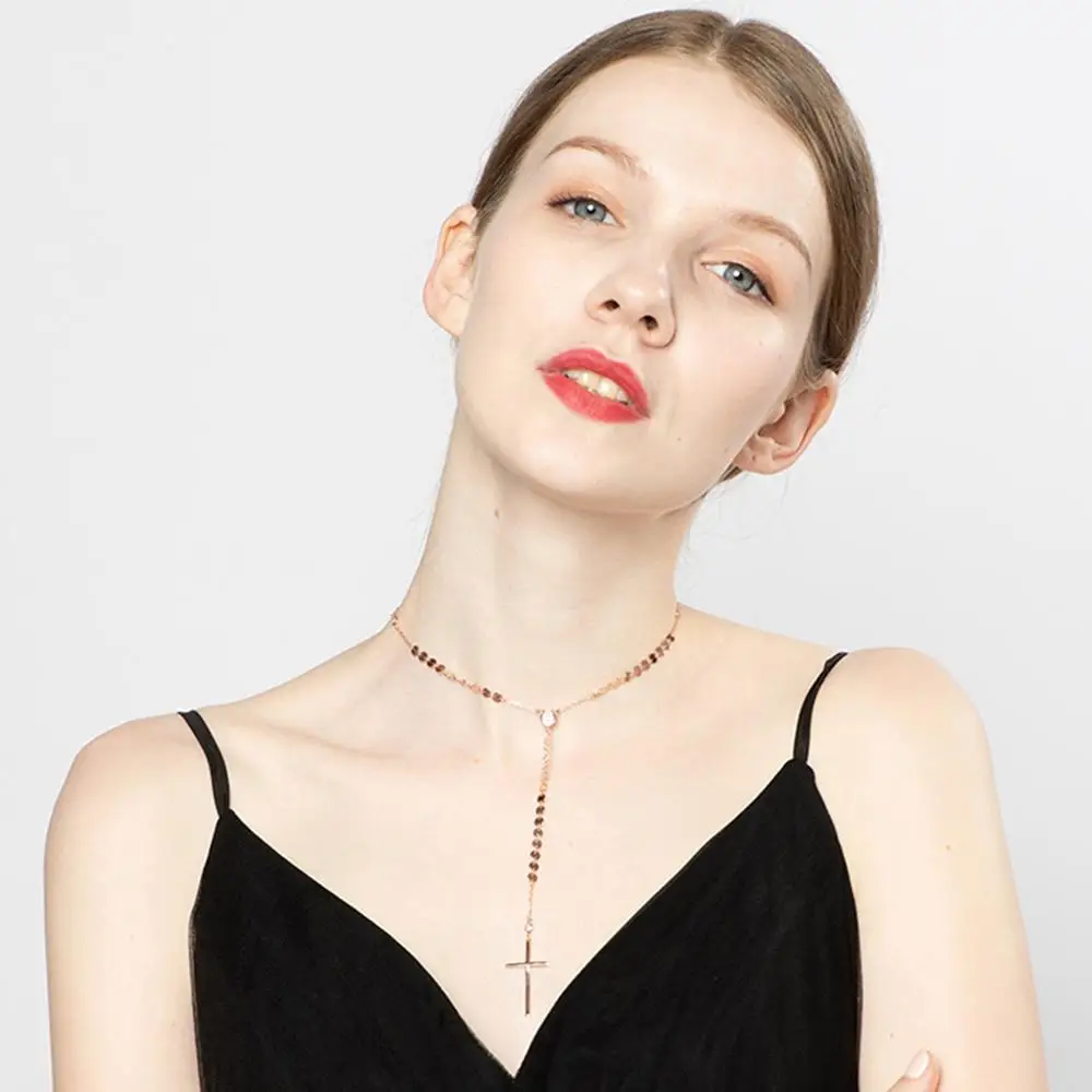 Цепочка Женская длинная из серебра 925 пробы с фианитом 3 А|Ожерелья| |