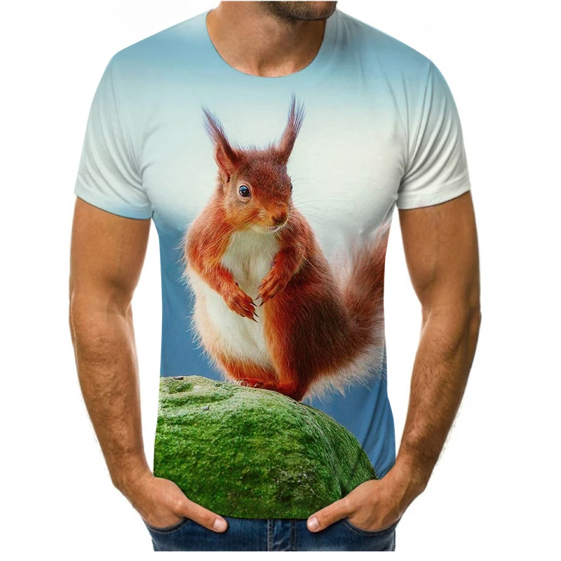 

Summer men and women with the same loose and comfortable 3D short-sleeved shirt T-shirt with cute and interesting animal pattern