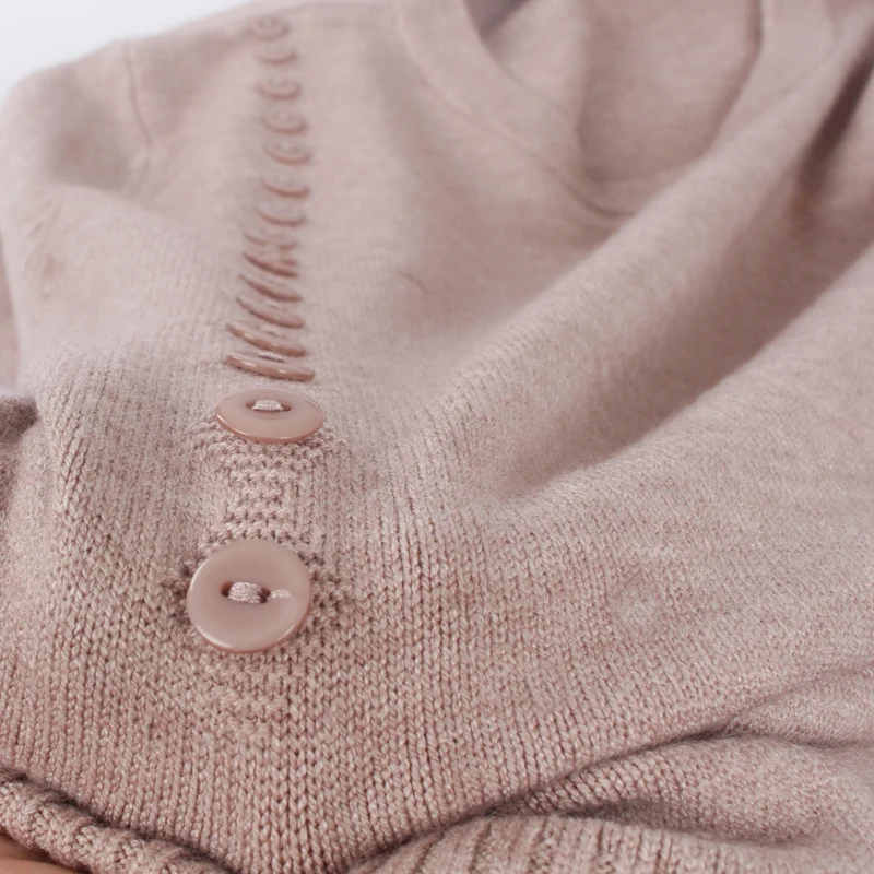 GIGOGOU вязаный женский свитер большого размера с круглым вырезом и пуговицами