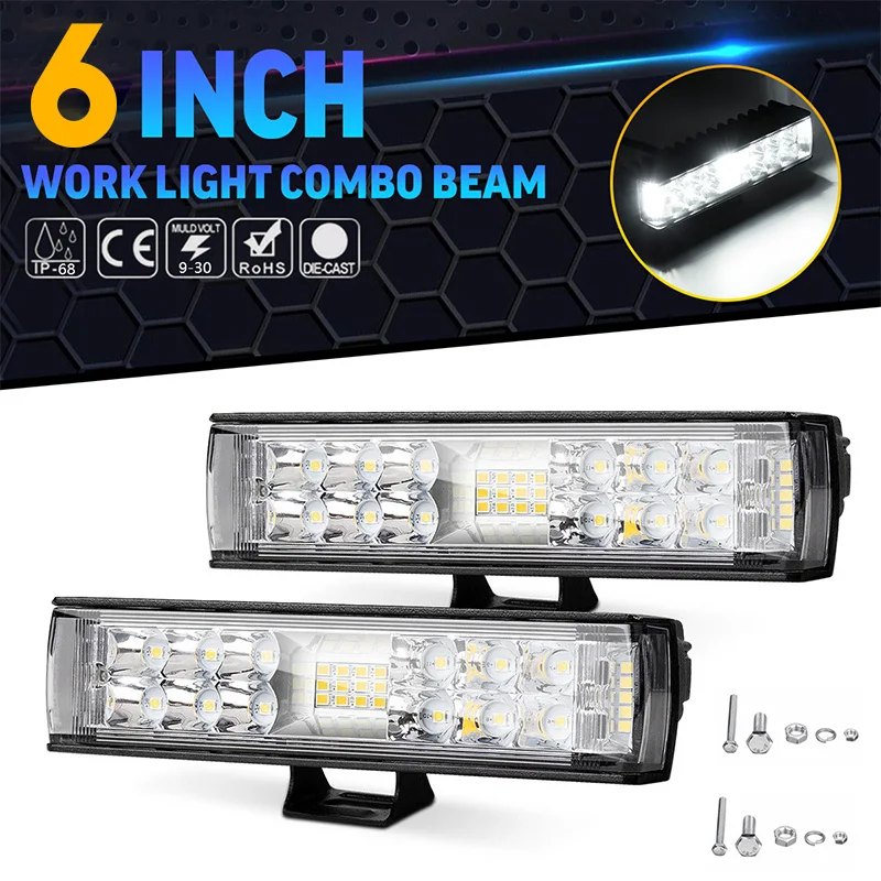 

2PCS 34 Led Bar Light Bar for 4x4 Offroad 12V Led Work Light for Car Fog Light Reversing Llight Flood Spot Combo Beam