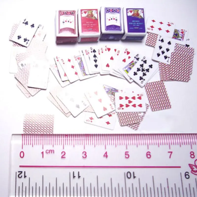2 комплекта миниатюрный покер 1:12 мини кукольный домик игральные карты Модель