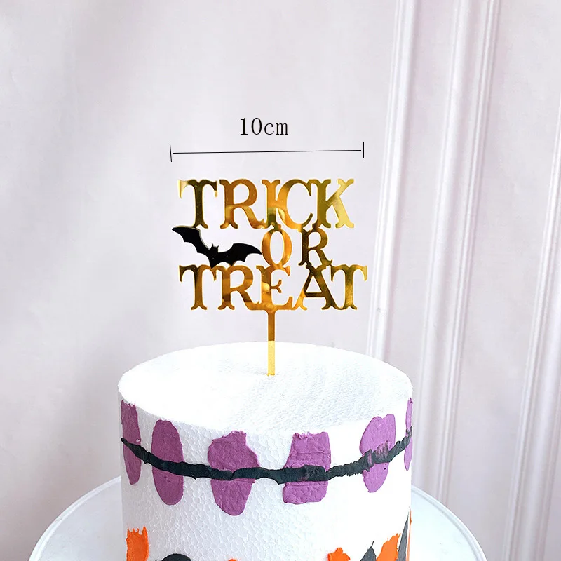 Новинка акриловый Топпер для торта на Хэллоуин Ins кот летучей мыши трюк или