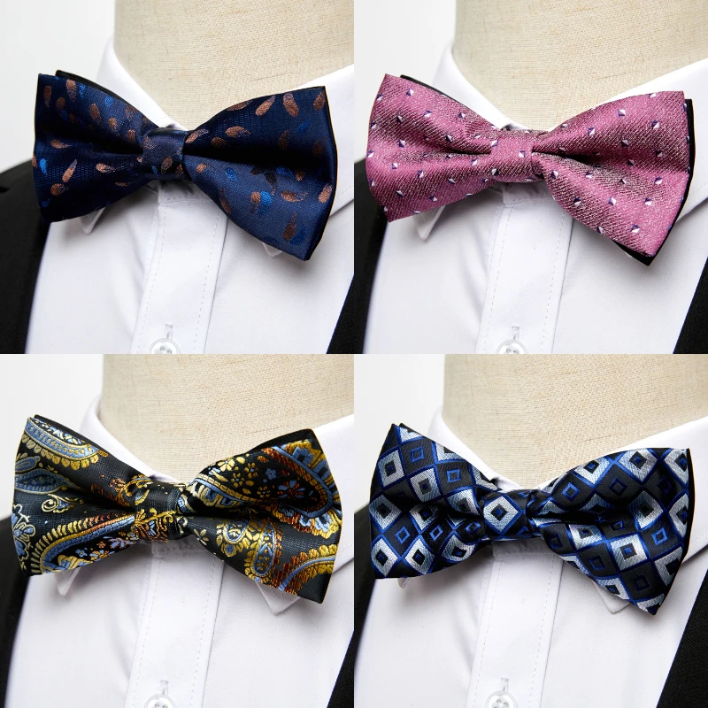 

Factory Sale Fashion Brand Nice Handmade Brand 100% Silk 4 pcs/lot Bowknot Geometric Formal Clothing Gift for Boyfriend Office