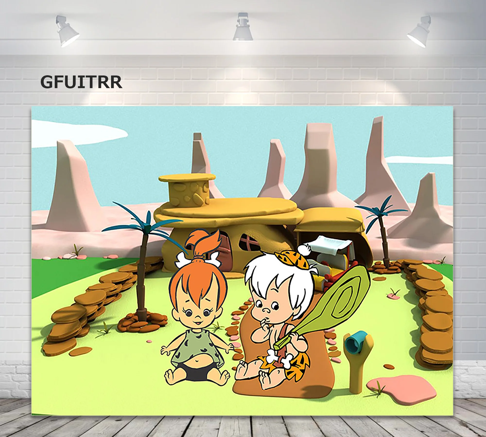 GFUITRR Bam Flintstones фон для фотосъемки День Рождения мультфильм фото фон виниловый фото стенд реквизит