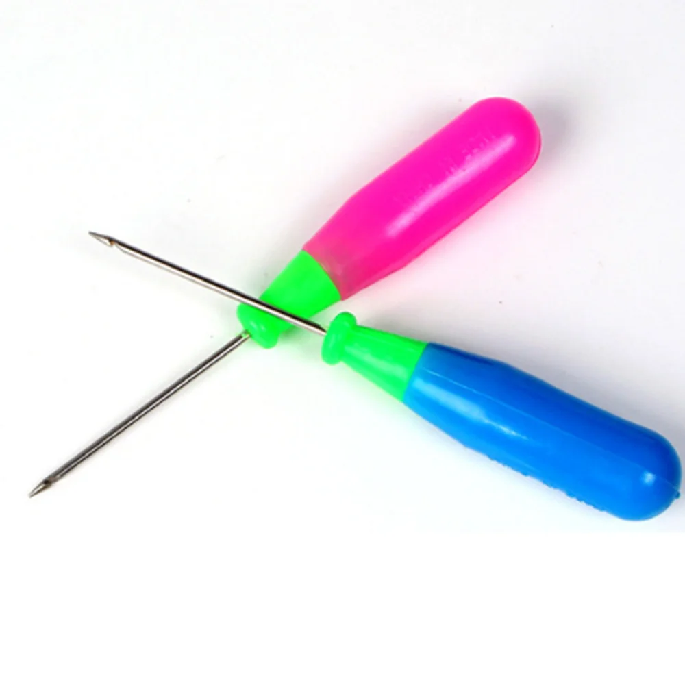 

Steel Stitcher Sewing Awl Tools Shoes Bags Hole Hook DIY Handmade Leather Tool Plastic Handle Cone Needle Shoe Repair Needles