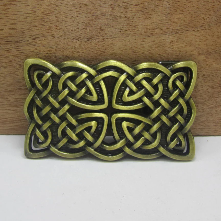 Antique brass finish Ремень Bullzine в Западном кельтском стиле с перекрестной пряжкой; 2 цвета ; FP-03368; подходит для ремня шириной 4 см - Цвет: Antique brass finish