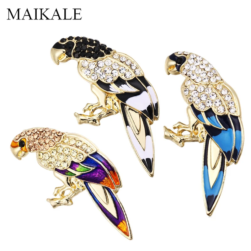 

MAIKALE Vintage Bird Brooch Pins Crystal Parrot Brooches for Women Clothes Corsage Shirt Suit Kids Bag Accessories Broche Gifts