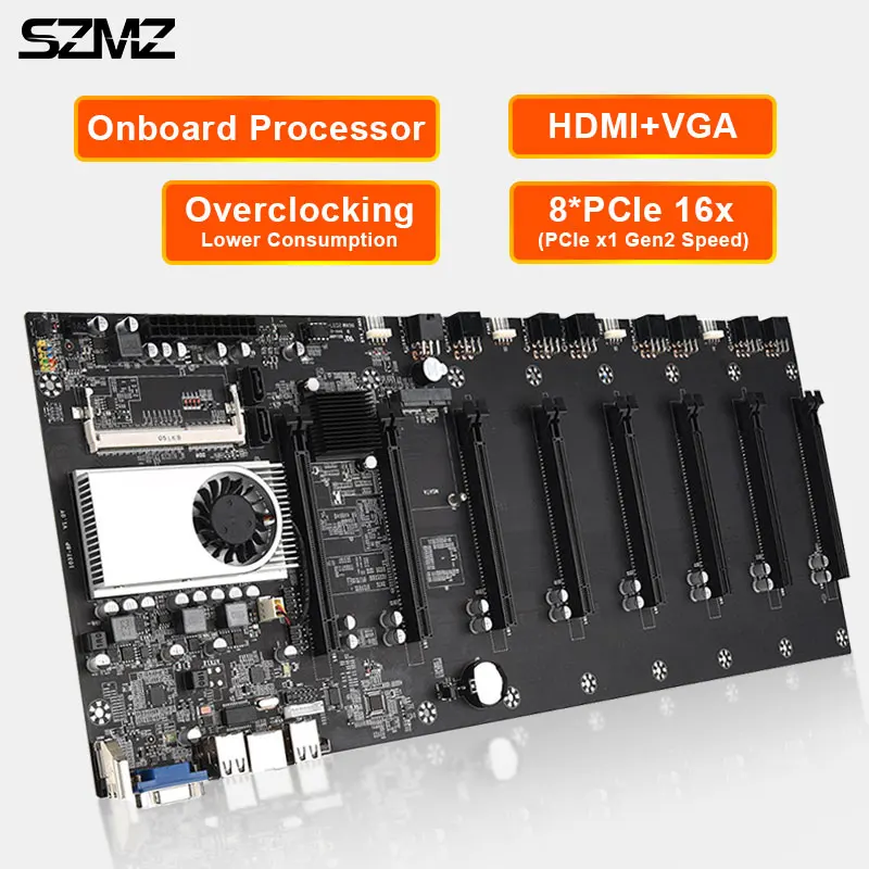 Online SZMZ Riserless 8 Grafiken Bergbau Motherboard Combo Mit Onboard-CPU + 128GB MSTATA SSD + 4GB DDR3 RAM Eth Nicht X99 Bergbau Rig Set