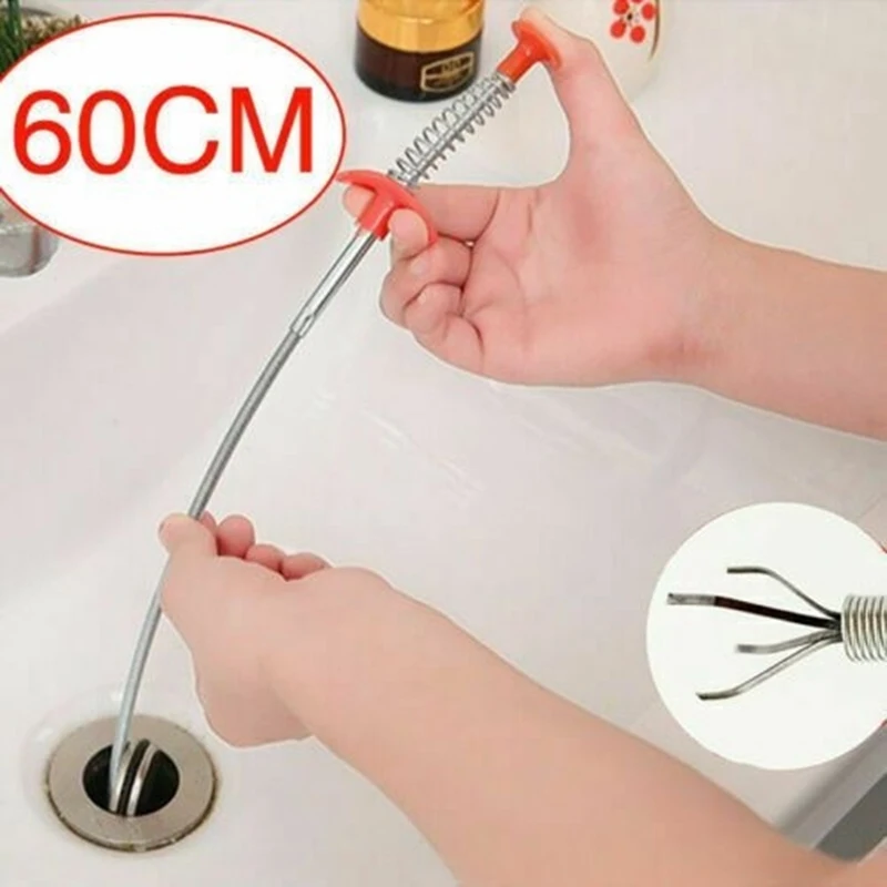 

60cm Flexible Sink Claw Pick Up Kitchen Cleaning Tools Pipeline Dredge Sink Hair Brush Cleaner Bend Sink Tool Drain Cleaners