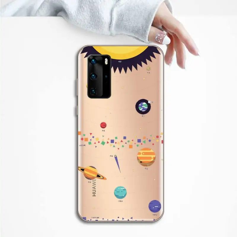 

Cartoon planet Phone Case Transparent for huawei honor P 40 30 20 lite Pro 10 i 8 9 x p smart 2019