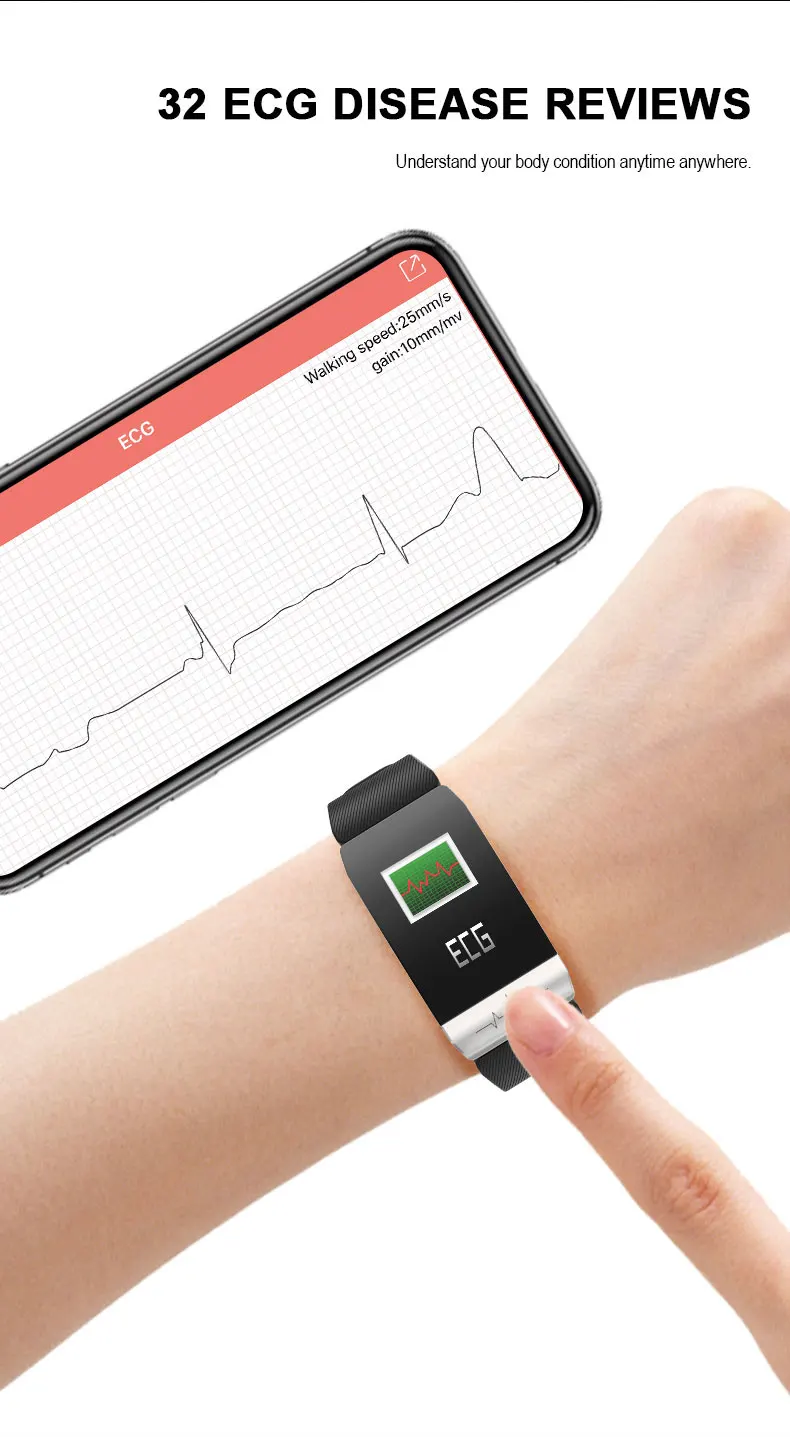 Wearpai Q1S ЭКГ+ PPG Смарт часы монитор сердечного ритма для женщин и мужчин фитнес-трекер кровяное давление IP67 спортивные часы для IOS Android