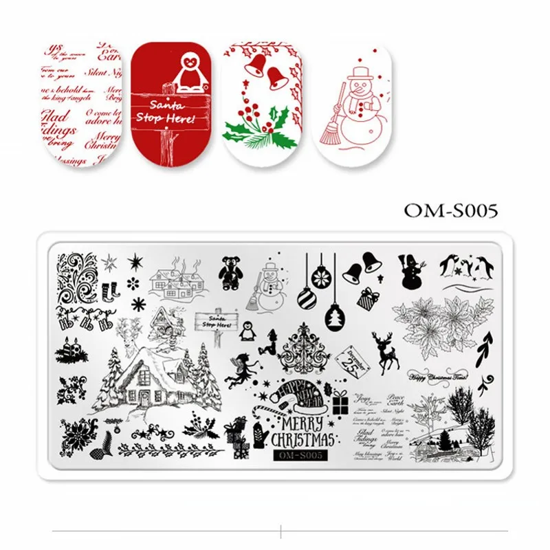 1x рождественские пластины для штамповки ногтей из нержавеющей стали шаблон