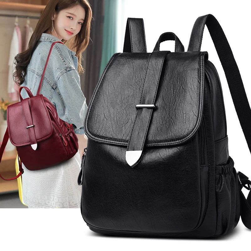 рюкзак женский кожанный высшего качества 2020 школьный чёрный для девочки B19 015 Pommax
