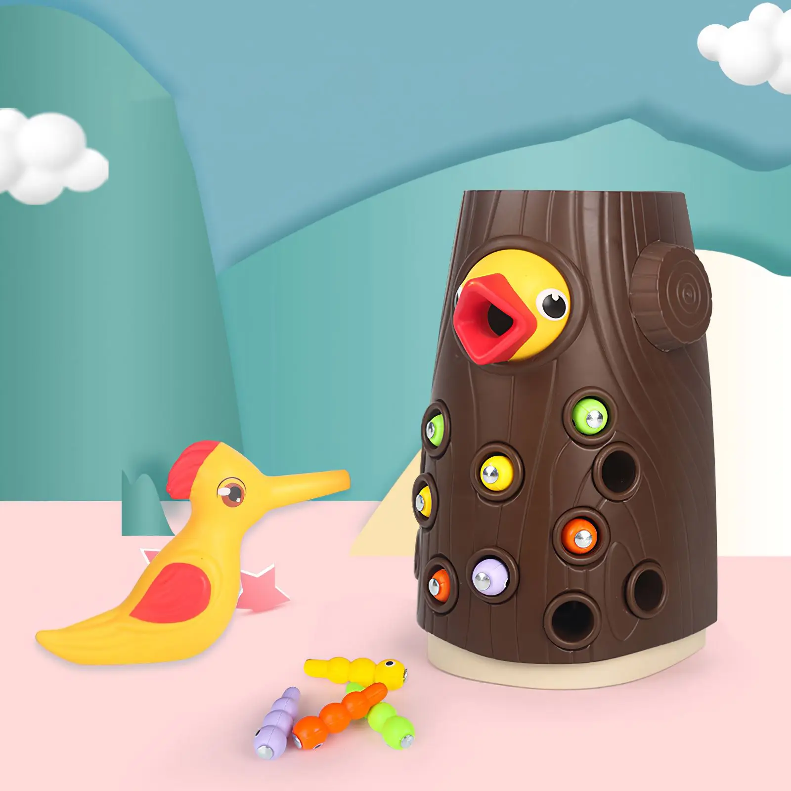 

Family Toys Woodpecker Magnetic Catch the Worm Animal Feeding Game Small Birds Children Educate Fishing Toys Set Kids Gift Kit