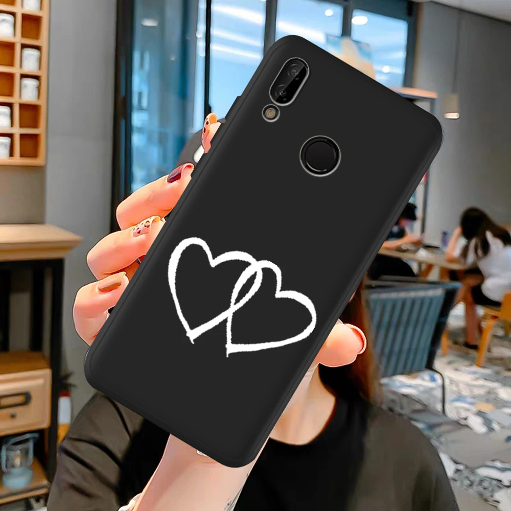 

New Line Abstract Cartoon Love Luxury Black for Huawei P40 P30 P20 P10 P8 Lite 2017 Mate 30 20 10 Lite Pro Phone Case Funda Etui