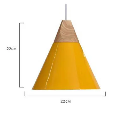 Yellow medium Скандинавские комбинированные подвесные светильники из натурального дерева, Многоцветный алюминиевый абажур, подвесные светильники для столовой, домашнего освещения - Цвет корпуса: Yellow medium