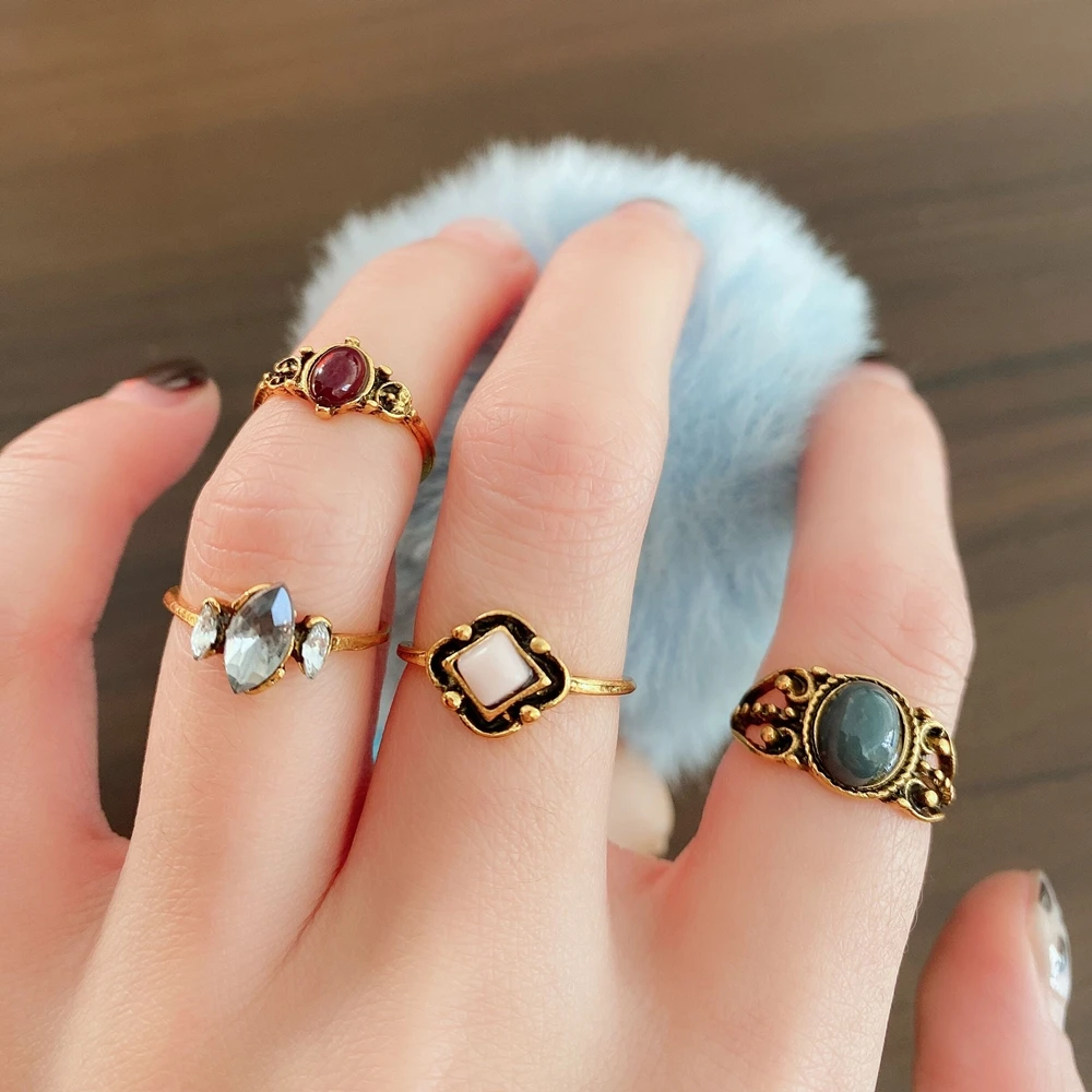 

Hip Hop Punk Open Ring Men Women Jewelry Party Accessories Goth Ring Personality Three Finger Conjoined Chain New Trend Set
