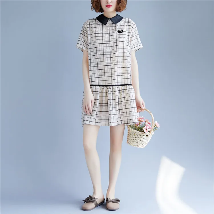 Новинка 2020 Брендовое летнее платье для беременных женское клетчатое большого