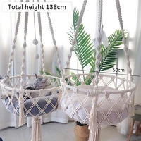 bohemian style handmade cotton rope woven cat litter hanging basket swing bed pet macrame hammock house without mat