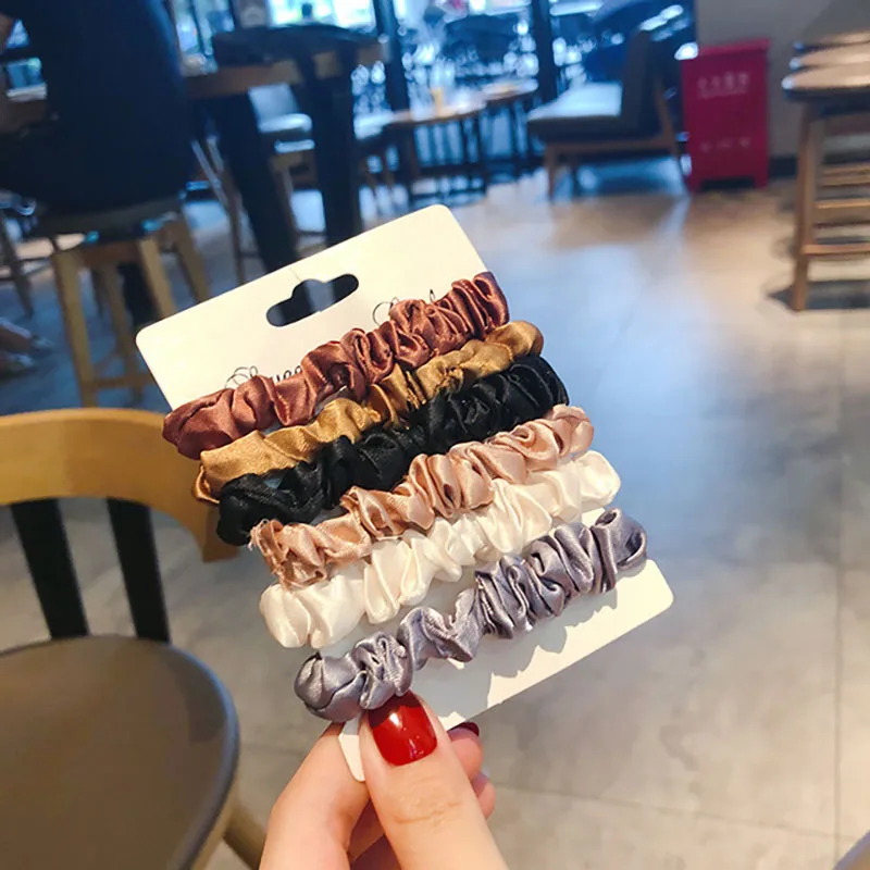 Атласные волосы элегантный круг универсальный базовый Веревка Леди шелк как