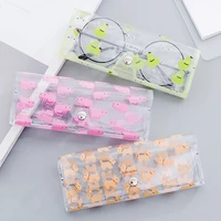 cute cartoon travel women transparent pvc eye glasses box bag case protection holder carry box fashion eyewear accessories