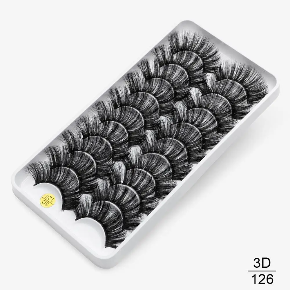 8/10 пар, натуральные длинные 3D ресницы из искусственной норки, толстые, ручная работа, полная полоса, ресницы, объемные, мягкие, норковые ресницы, накладные ресницы - Цвет: 3D-126