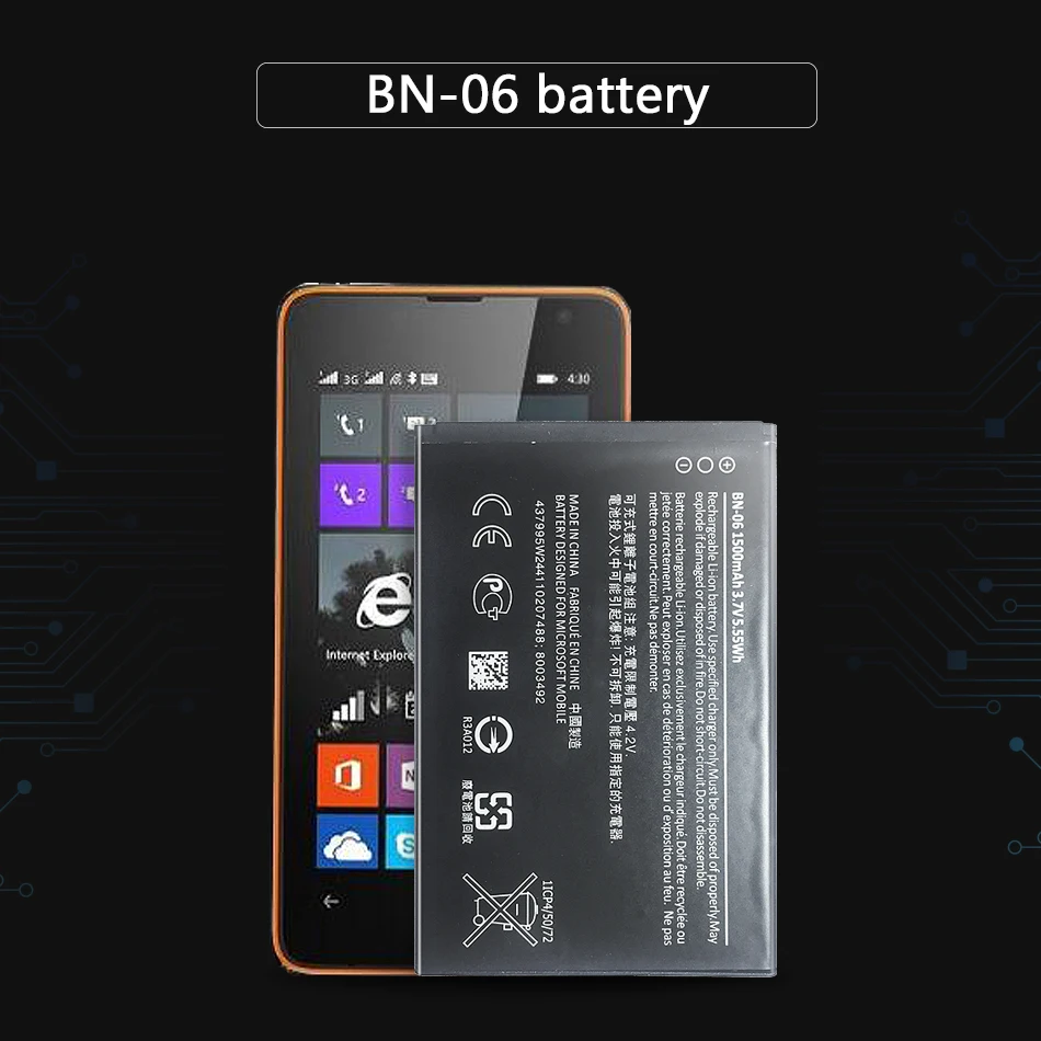 Аккумулятор для сотового телефона Microsoft Nokia Lumia 430 Lumia430 сменный аккумулятор BN 06 1500