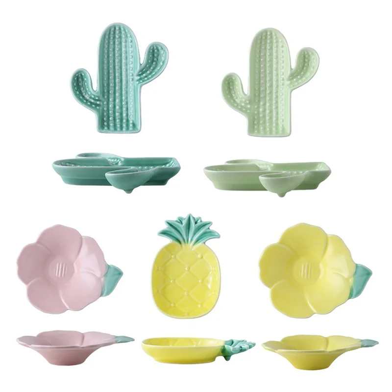 

Domestic Fruit-shaped And Dishes Plate Set Novelty Pineapple Shape Ceramic Plate Fruit Dessert Concise Pastry Fashionable Plate